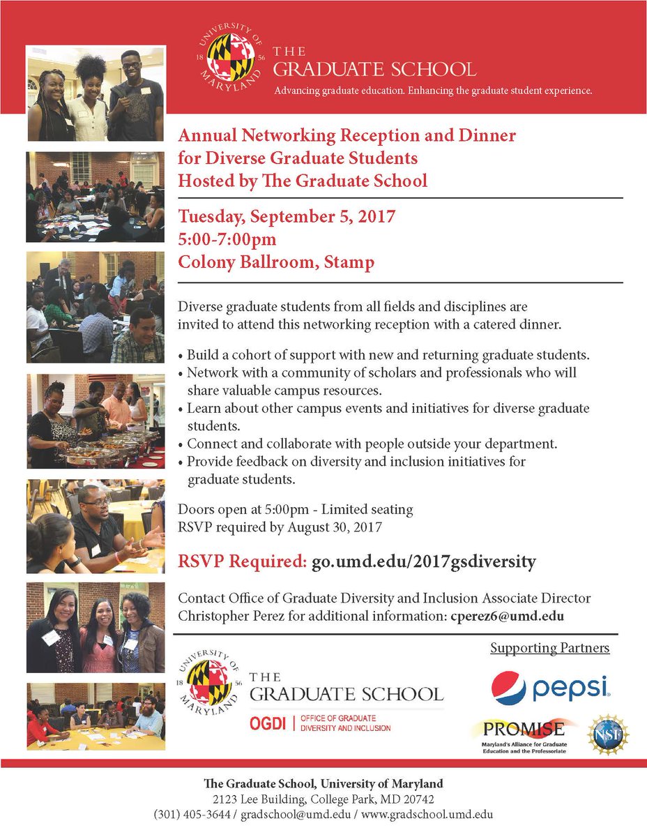 possibleperez's tweet photo. 2017 Annual Networking Reception &amp; Dinner for #Diverse #GradTerps #OGDI 
RSVP: https://t.co/AiXZGPIzdC https://t.co/PQoG8joo4x