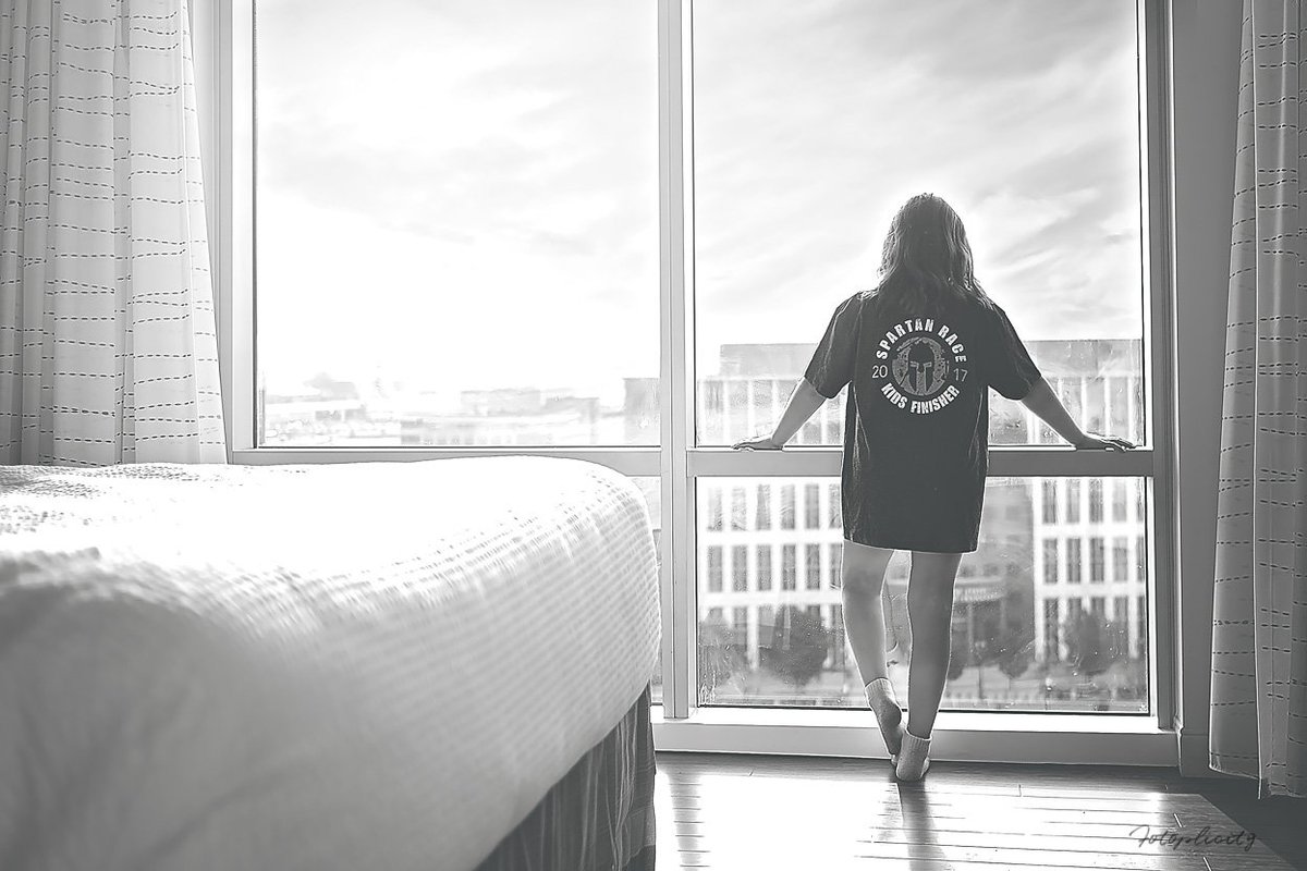 Fotoplicity's tweet photo. Melissa looking out at .@Nationals Ballpark after running yesterday's .@SpartanRace @ResidenceInn https://t.co/6vQ6WHCCLn