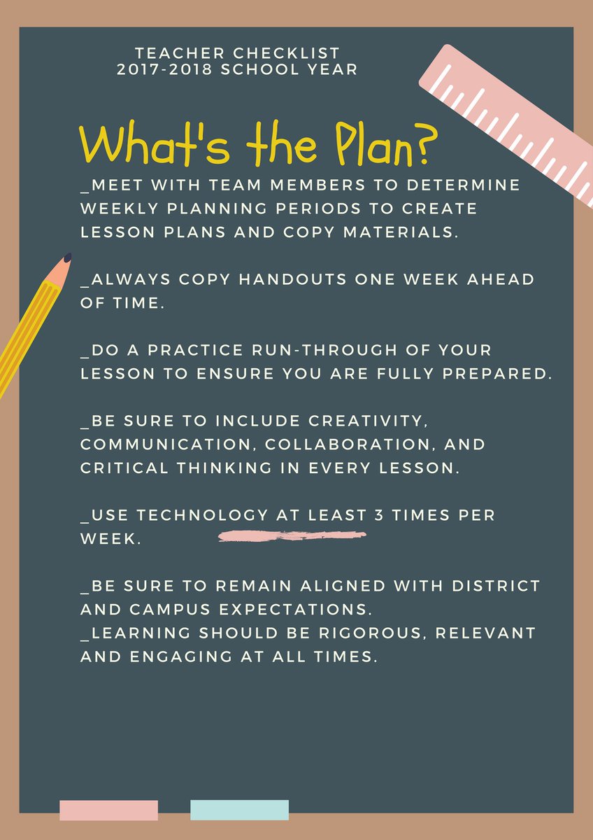 cainschool's tweet photo. Teacher Checklist for the 2017-2018 School Year
Part1 https://t.co/47XLb6OGAr