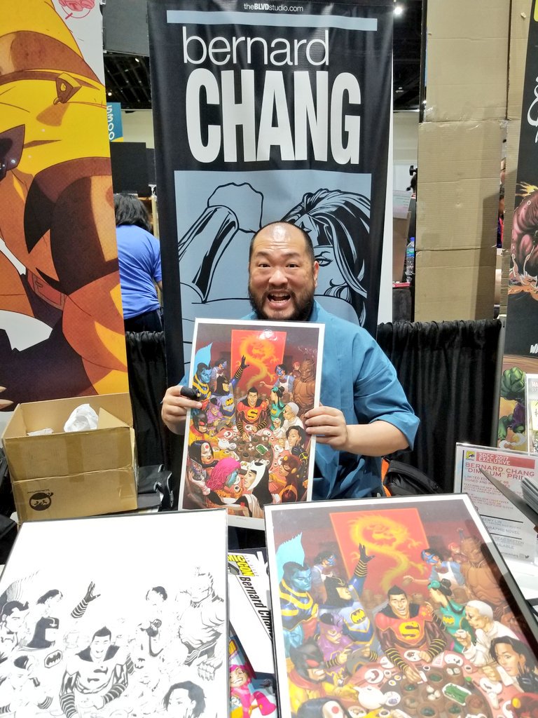 TheNerdsofColor's tweet photo. .@thebernardchang's "Dim Sum" print of the @DCComics #Asian characters all eating together! #sdcc #SDCC2017 #NOCSDCC #newsuperman #DCComics https://t.co/lwMki0CJn9
