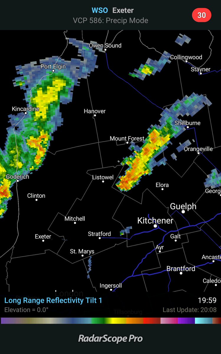 Adam_Olivero's tweet photo. @MtForestMirror It isn't over yet. Another band is coming in from Port Elgin. Thankfully it doesn't look as strong as this one. https://t.co/13Mt55dis9