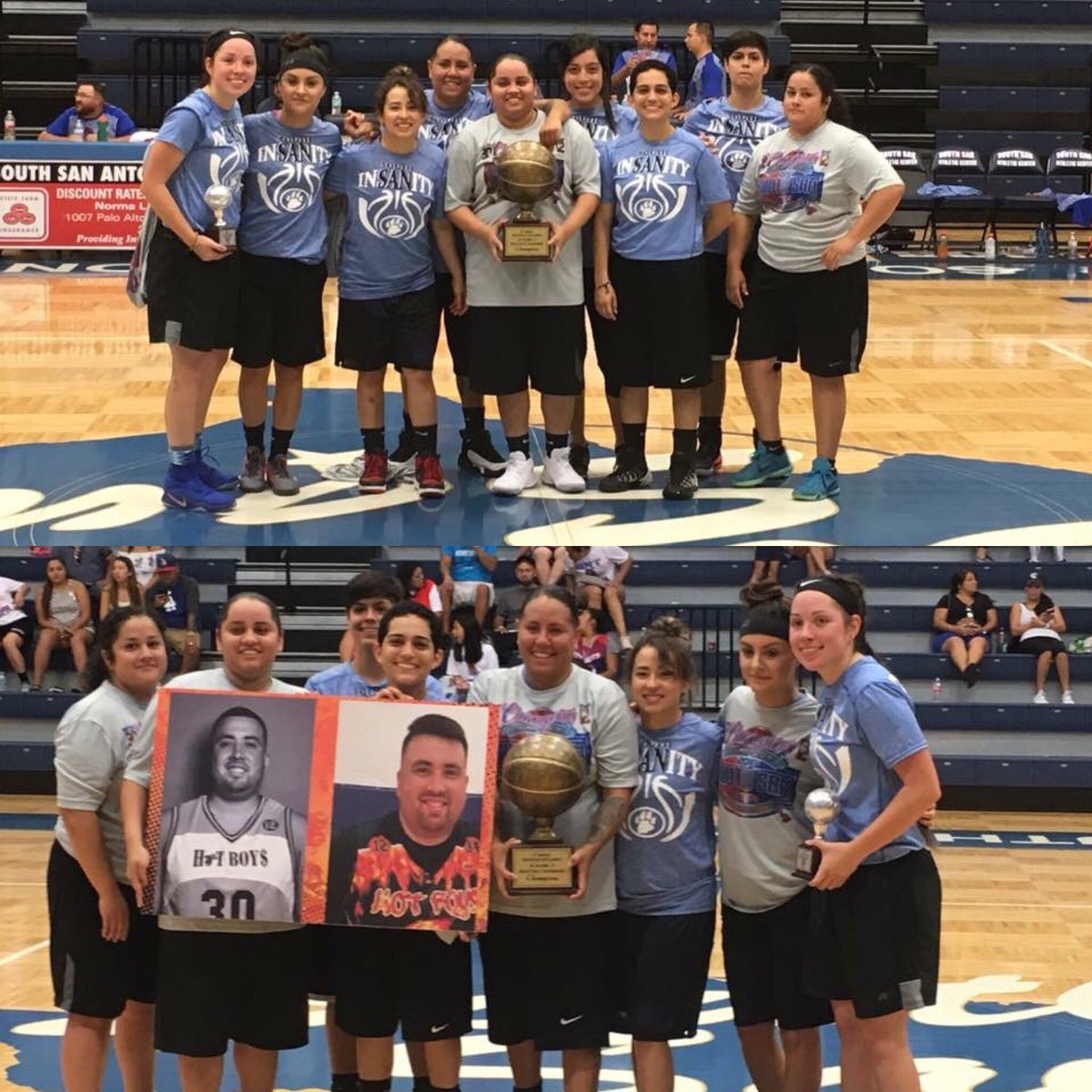 heyVickee's tweet photo. South San alumni tournament champs! #back2back 🏆🏆 #bobcatHoops #RipSoto https://t.co/ck36UI1440
