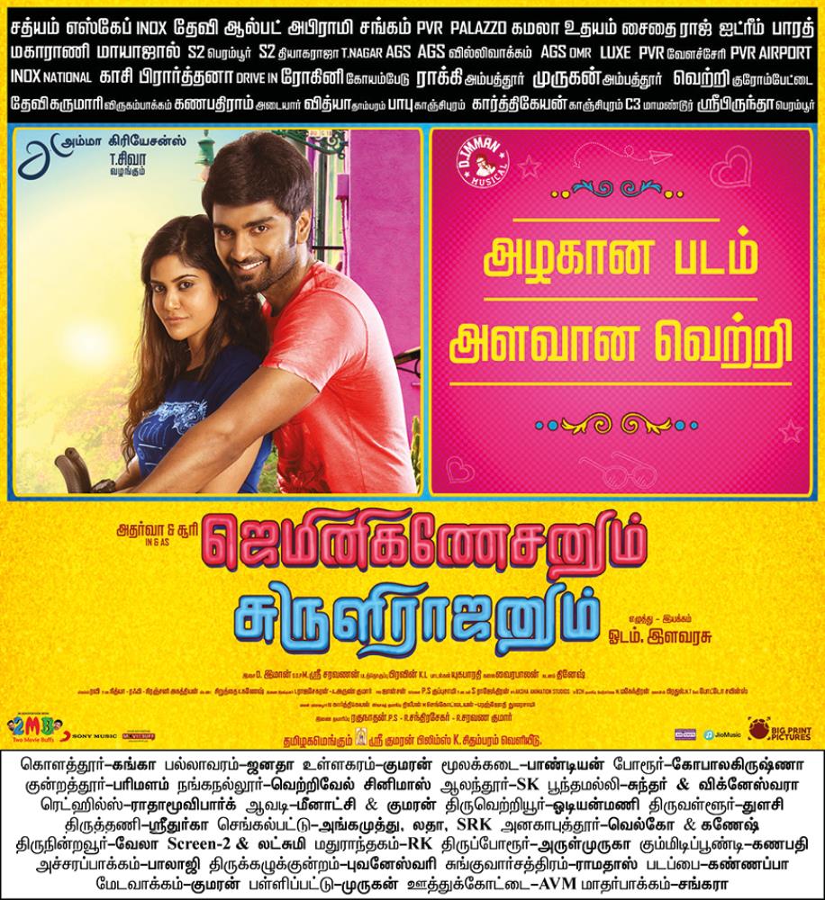 #GeminiGanesanumSuruliRajanum ! அழகான படம் அளவான வெற்றி !

#GGSR ! @Atharvaamurali ! @sooriofficial !