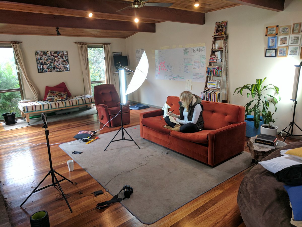 Cama's tweet image. So proud of @goodcontentkel over coming her fears to shoot her first video for her debut writing course that launches early Aug.
