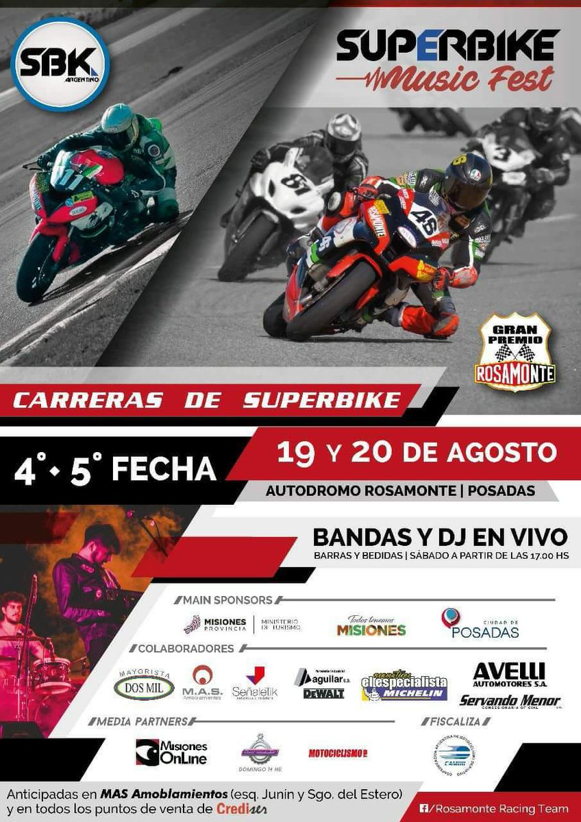 autodromposadas's tweet photo. #Motos🏁 El @SuperbikeArg confirmó fecha doble (4° y 5°) en el Autodromo Rosamonte de la ciudad de Posadas.

AGENDATE 👉 19 y 20 de agosto. https://t.co/4JvET2OCdC