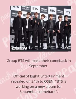 Best_ArmyINA's tweet photo. BTS akan comeback pada bulan SEPTEMBER.
(*detail lain2 masih belum diumumkan)

Siapin nabunggg buat beli💸💸💸💸

©peachisoda https://t.co/4zJQDjGs2R