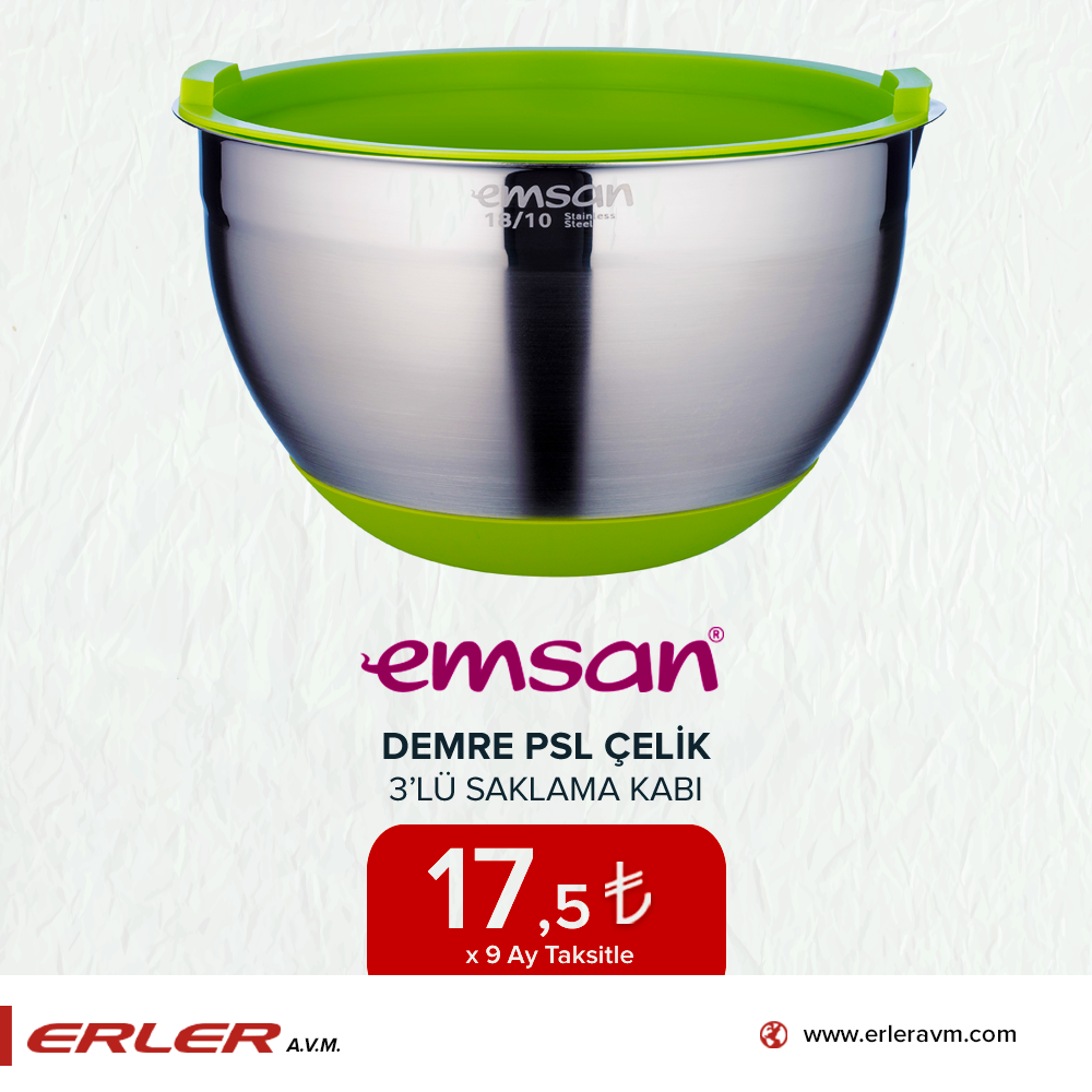 Emsan Demre Paslanmaz Celik 3 Lu Saklama Kabi Kirmizi Fiyati