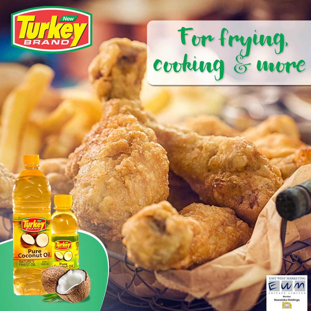 EastWestSL's tweet photo. For frying, cooking &amp; more - Turkey Coconut Oil adds flavour &amp; more!

#Coconutoil #Turkeybrand #Eastwestmarketing #SriLanka https://t.co/L5c49B2Awr