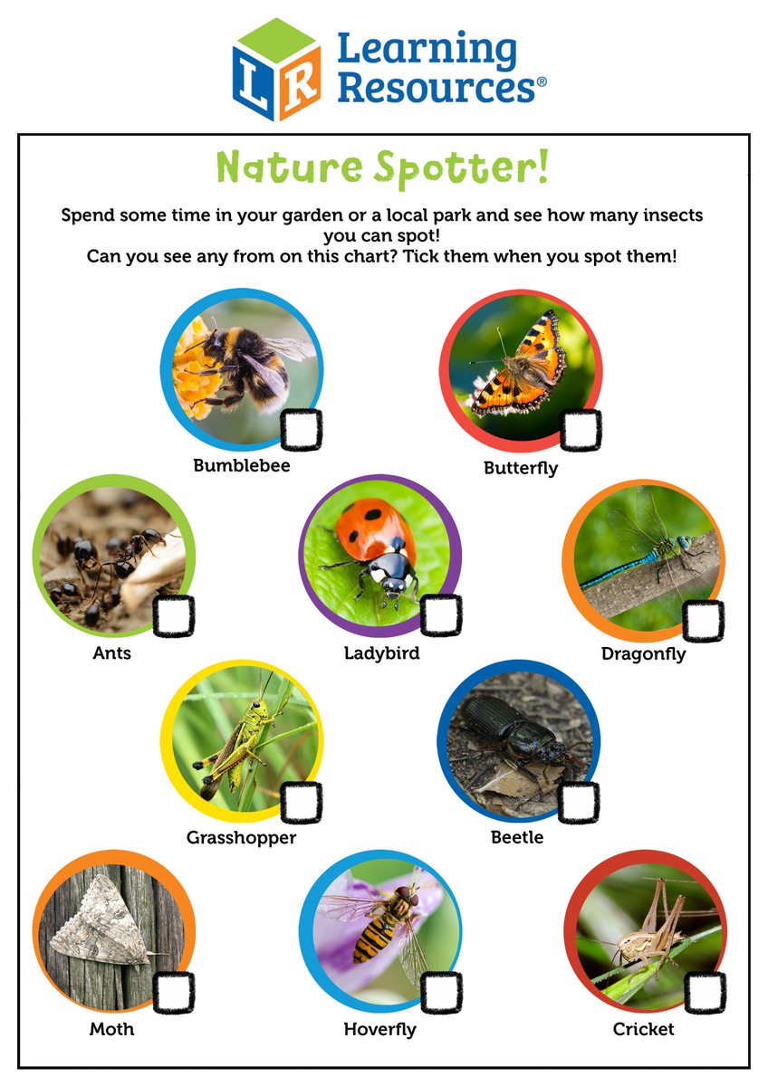 LRUK's tweet image. #KeepThemLearning over the summer! Can your little ones spot any insects from our free printable chart? #LoveLearning