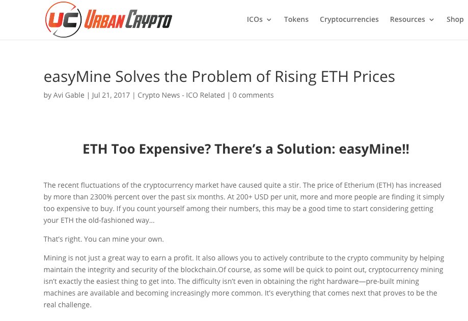 easymineio's tweet image. ETH Too Expensive? There’s a Solution: easyMine!!
urbancrypto.com/easymine-solve…