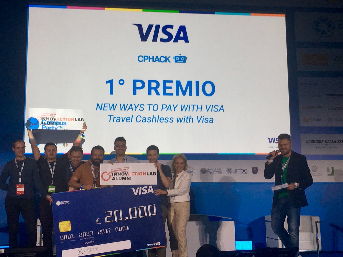 Visa_IT's tweet photo. #CPIT1: congratulazioni a X-Hack che ha trionfato all'hackaton Visa! Anche questa esperienza è conclusa, ma continuate ad innovare! #VisaCP https://t.co/NCmRxpbTT8