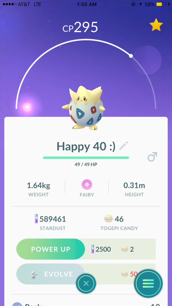 ZachTrainer96's tweet photo. @trnrtips hit level 40!! Hatched a togepi to level me! #pokemongo #level40pokemongo #level40 https://t.co/924hFNyS6r