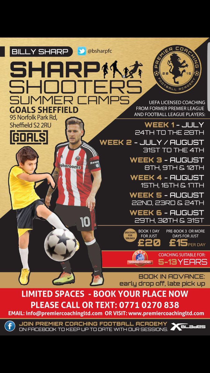 billysharp10's tweet photo. Start of the 6 weeks holidays if ur child is wanting to go to a football camp then come to mine starts today @bsharpfc @Prem_coaching https://t.co/7F7yaeNSEz