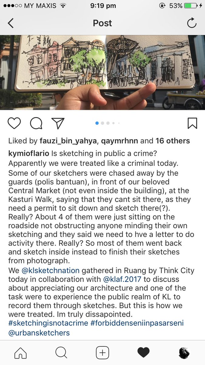 kymioflario's tweet photo. Public space tak berapa nak public di KL bila dilarang berseni di Pasar Seni. Nak sketching diam2 menghayati pun kena halau. 🤦🏼‍♂️ https://t.co/7QsKA9HF5E