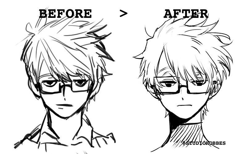 [사건기록 #3] <셜록&amp;왓슨: 케이크의 연구> 주인공 '셜록'의 첫 기획 때 모습과 현재의 모습을 살짝 보여드릴께요. 처음에는 무뚝뚝하고 뭐든 다 피곤해 하는 이미지였다면, 지금은 까칠하고 무신경한 모습입니다! :D 그리고 조금 더 잘생긴...