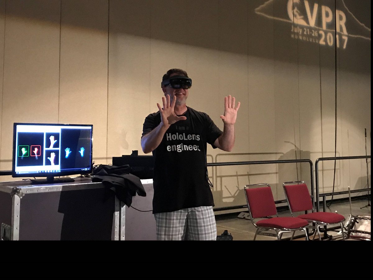 harryshum's tweet photo. Today at #CVPR2017 we announced HPU 2.0 w/AI Coprocessor to implement DNNs on future HoloLens version! @CVPR @mapo1 https://t.co/tlIOU7LXAK https://t.co/9xPfHucQk8