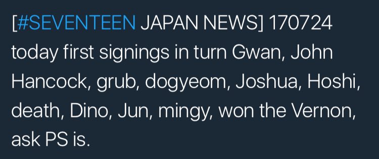 SEVENTEEN Japan on Twitter: "[#SEVENTEEN JAPAN NEWS] 170724 今日1回目のサイン会の