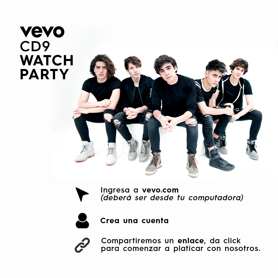 CD9's tweet image. Acá les dejamos los pasos para nuestra Watch Party con @Vevo_MX. 
Comienza a las 13:00 hrs. 
#CD9VevoWatchParty