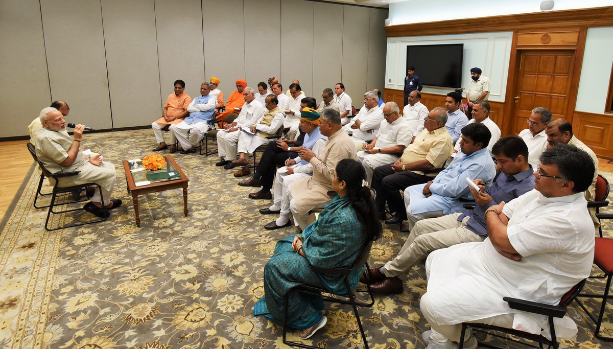narendramodi's tweet photo. Met MP colleagues from Rajasthan this morning. https://t.co/bLSfZNMF3e