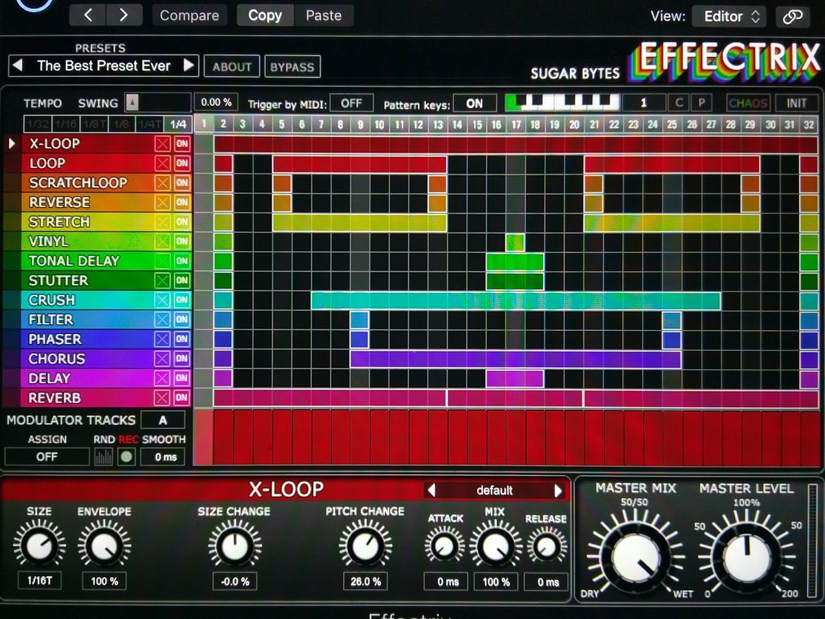 superstarconic's tweet image. I think I made the best #Effectrix preset to ever exist. @sugar_bytes I mean it sounds like shit but it looks great.