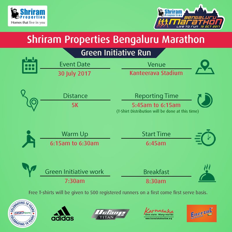 Join Us For A 5K Green Initiative Run on 30th July at Kanteerava Stadium!

Register: click2race.com/Register/?even…

#SPBM2017
#GreenInitiative