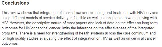 What does a systematic literature review tell us about integration of #HIV &amp; #cervicalcancer? bit.ly/2uSVag2 #IAS2017 #NCDs