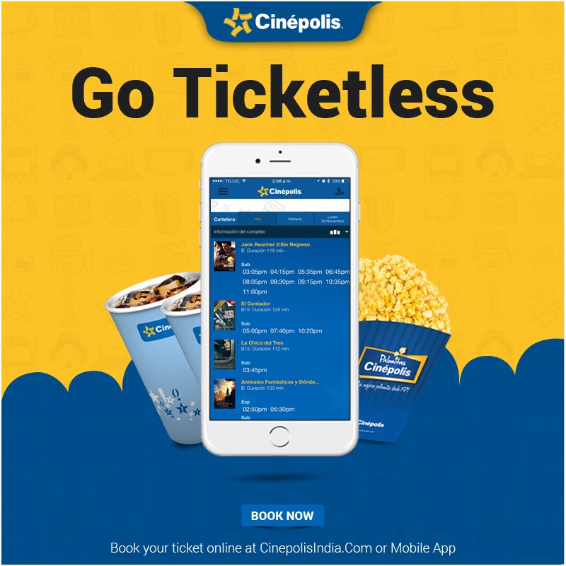 IndiaCinepolis's tweet photo. #BeatTheQueue #GoTicketless
Don't waste your time standing in the long queue. Book you ticket online at https://t.co/Ox8a9EDolZ. https://t.co/akSShr0BtG