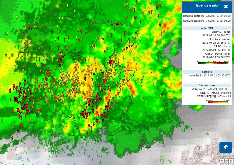 ProtCivReg_FVG's tweet photo. #AllertameteoFVG AGG.H8:30.Precipitazioni intense in corso su @regioneFVGit e rilevante attività elettrica. Max Attenzione alla guida! https://t.co/GuU1IxZNQv