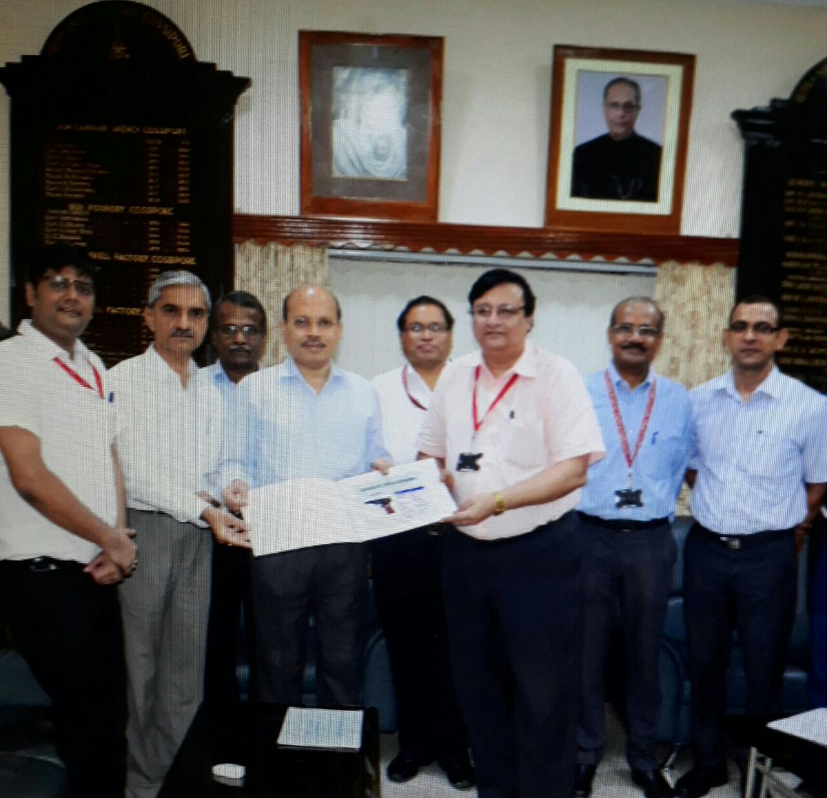 @Akgupta13602623 Ceremonial handing over of 0.32 mm Pistol by S C Bajpai DGOF to Shri A K Gupta Secy / DP on 22 July 2017 at GSF Cossipore