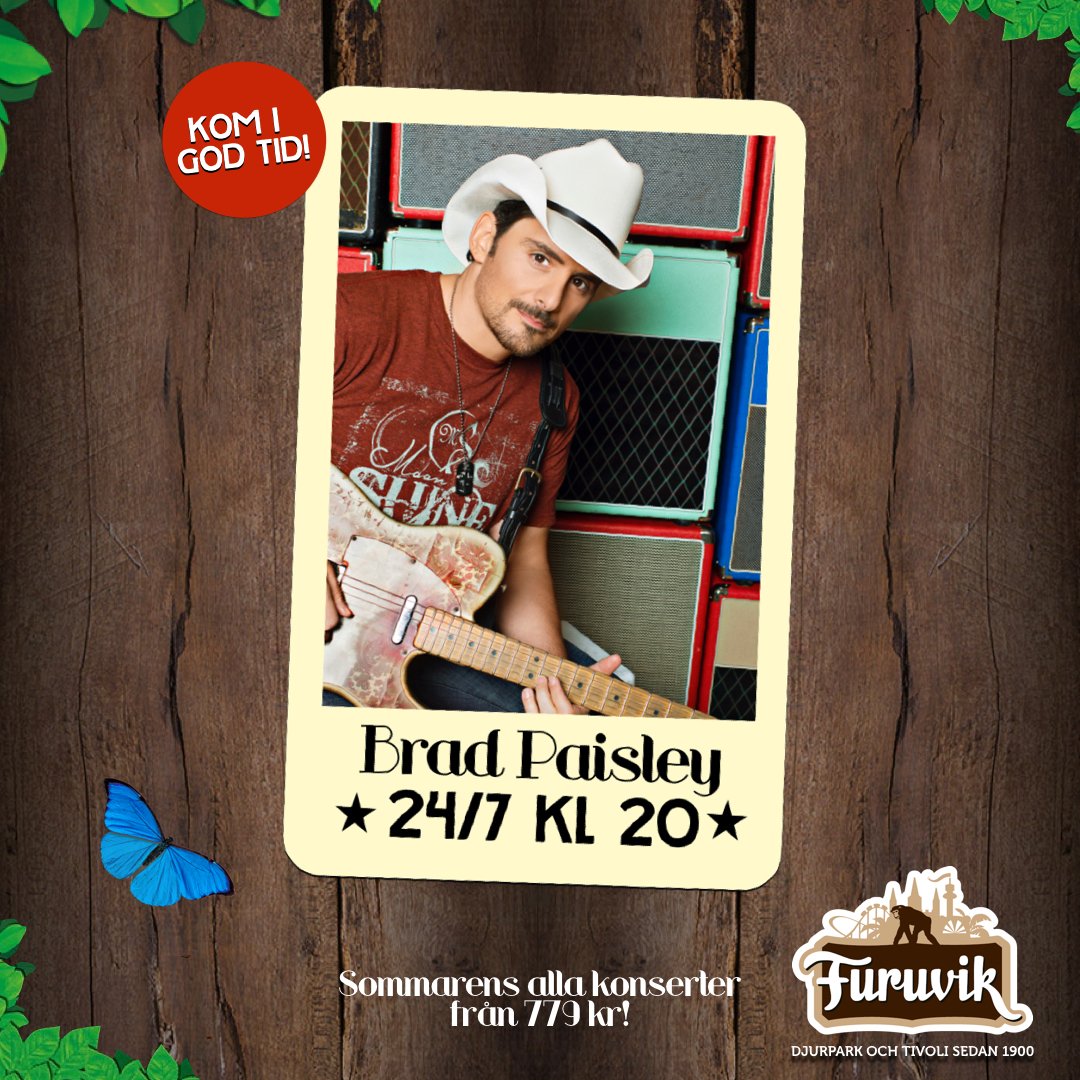 makalosafuruvik's tweet photo. Ikväll gästas Furuvik av countrystjärnan Brad Paisley🇺🇸 Chase Bryant är förband och går på runt 19, och kl. 20.00 äntrar Brad Paisley scenen https://t.co/LHXayjzzCD