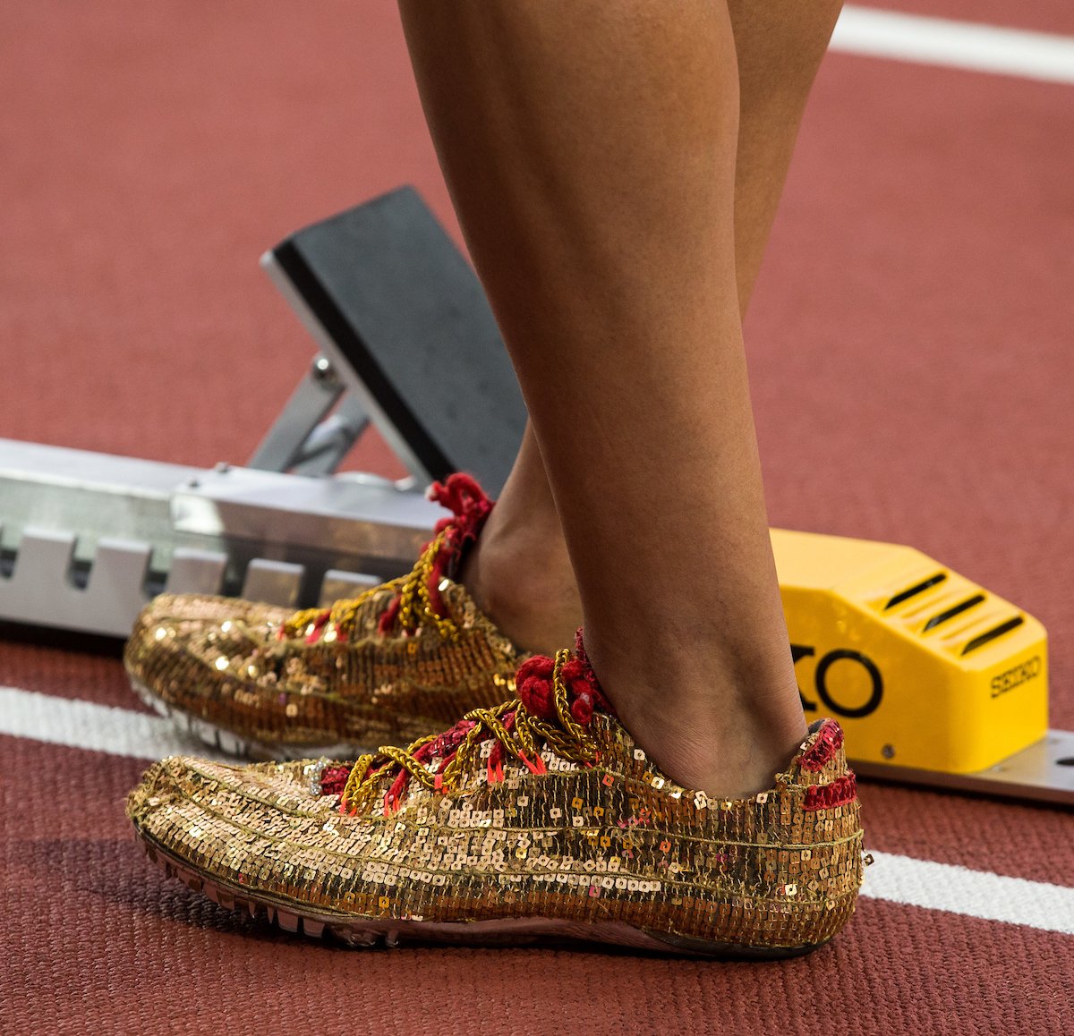bonnie1408's tweet photo. the owner of these was running again last night &amp; he had new trainers they were glittery too 😍 @London2017 @ParaAthletics #spainguide https://t.co/kdFki5wm0P