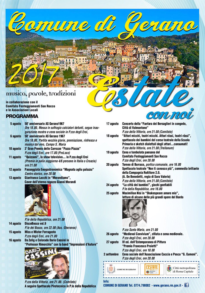 #estateconnoi #gerano #programma #estate #eventi #tradizioni #folklore #cultura <a href="/EventiGerano/">EventiGerano</a>