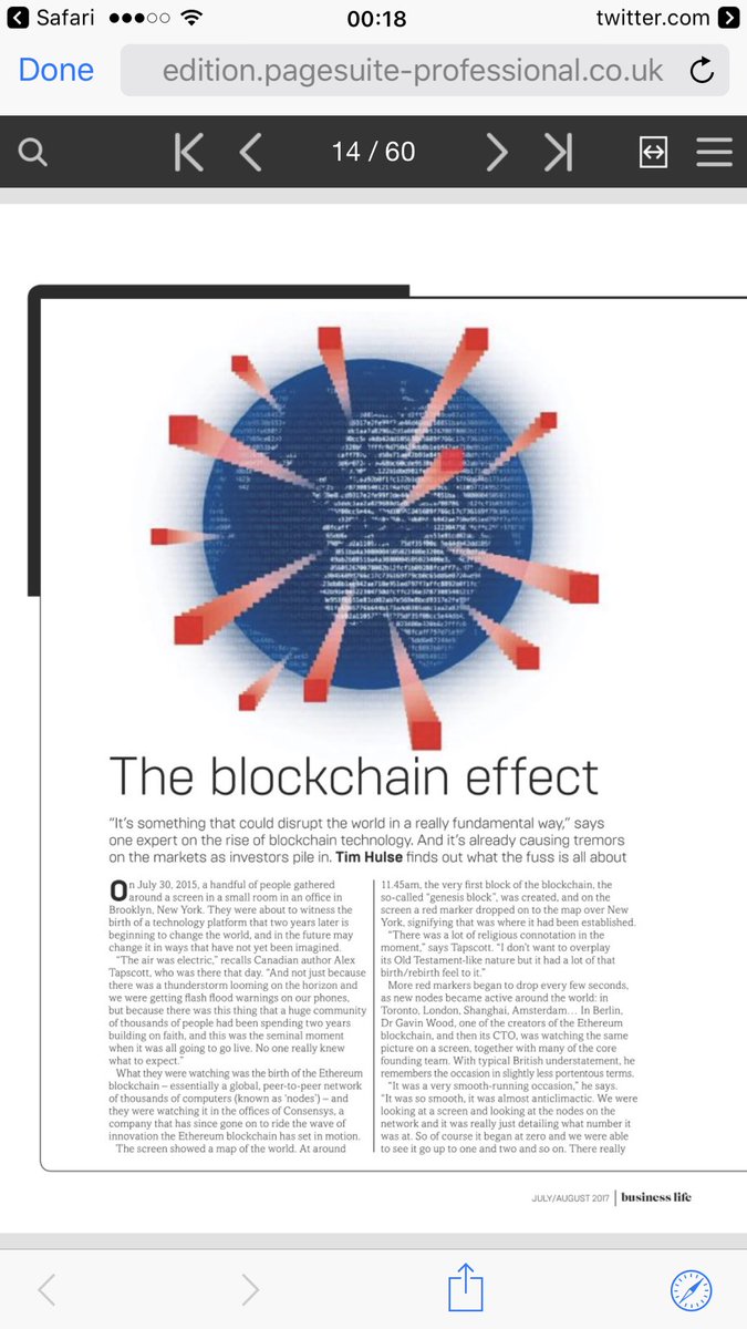 AmineBoughaleb's tweet photo. Nice read about #blockchain frenzy on board a #BritishAirways flight to Marrakech. #businesslifemagazine. @tim_hulse @jessibaker https://t.co/RFRXtVURP4
