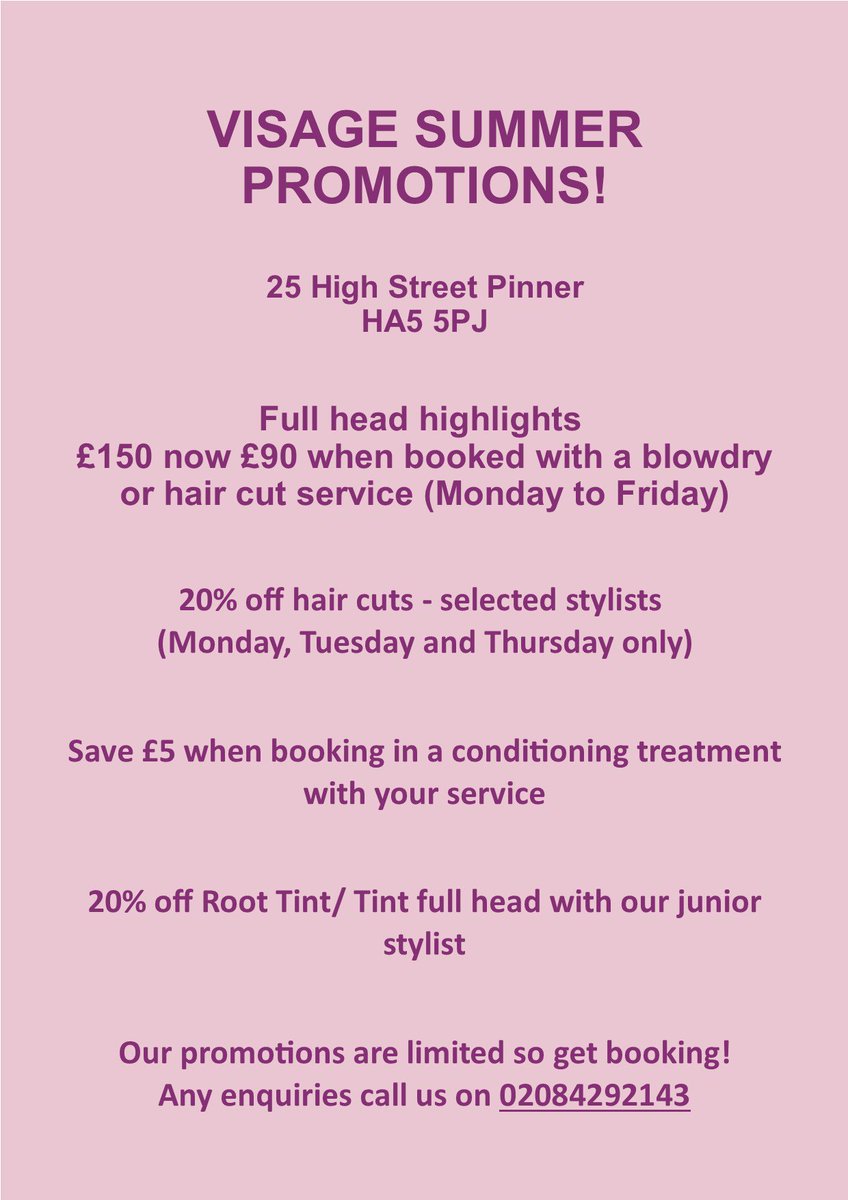 VisagePinner's tweet photo. PROMOTIONS FOR THIS SUMMER! GET BOOKING LADIES AND GENTS! X https://t.co/0U59hUnb3D