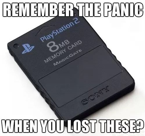 PlayStation_SA's tweet photo. Hands up, who of you lost game progress due to misplacing one of these memory cards back in the day? #MemeMonday https://t.co/GNvURbFm6t