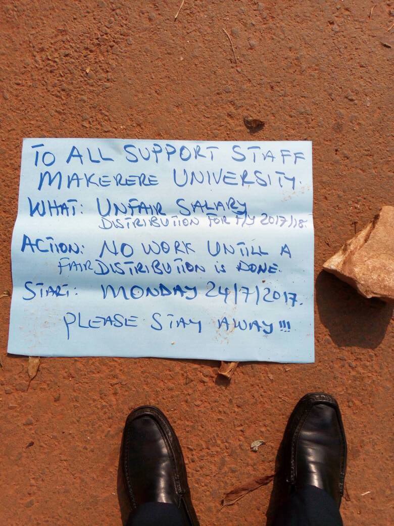 campusbeeug's tweet photo. Makerere University non-teaching staff go on strike over 'unfair salary distribution.' https://t.co/5PERk60YwE