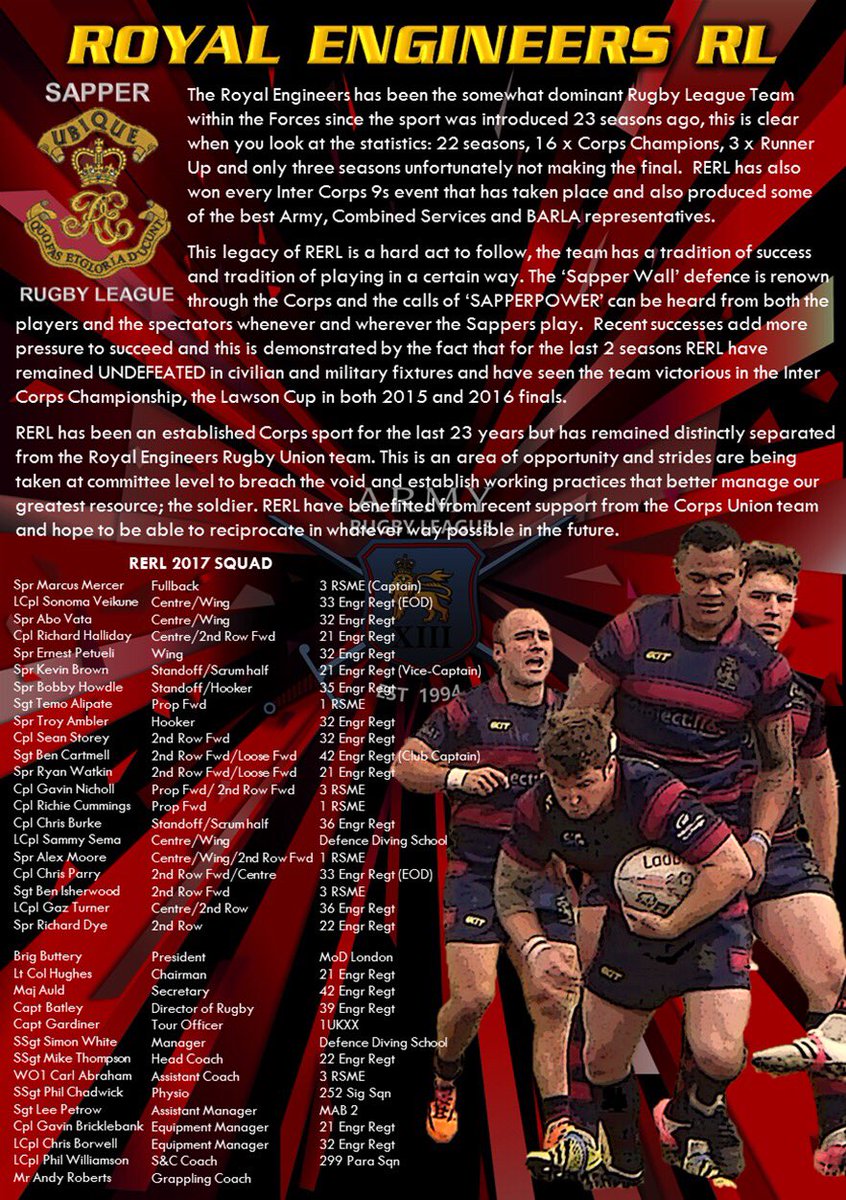 BatleyPeter's tweet photo. Calling all fellow @Proud_Sappers , if you are able to get to Aldershot this Wed afternoon, join me and #SupportYourSappers  @sapperrugby https://t.co/cuwm4dZFXg