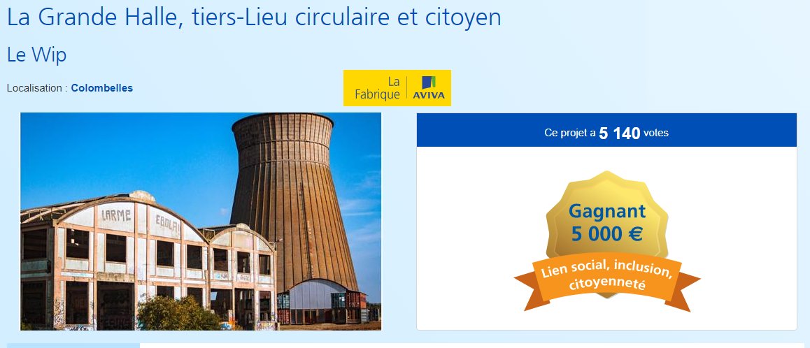 👏 #WIP Le projet de rénovation de la Grande Halle de #Colombelles (S.M.N.) lauréat du prix @LaFabriqueAviva > lafabrique-france.aviva.com/voting/projet/… #Caen