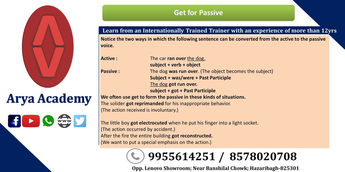 Arya_Academy's tweet photo. #english #communication #spoken #hazaribagh #got #passive #past #participle #ritesh #chauhan #ielts https://t.co/GLB7awVFby
