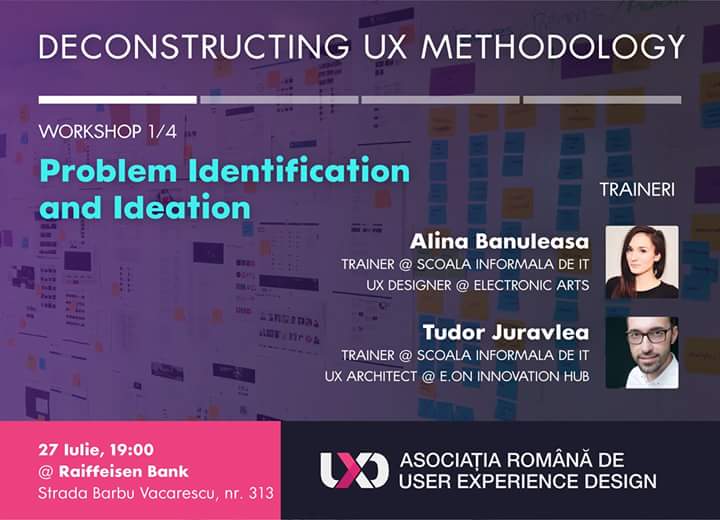 UxdRo's tweet photo. Rezervati-va un loc la primul workshop din seria “Deconstructing UX
Methodology:Problem identification and Ideation” https://t.co/uvw1dz3q3z https://t.co/5PpnnQkAoh
