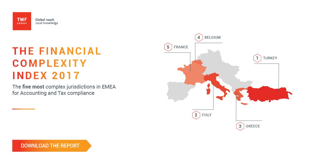 TMFGroup's tweet photo. These are 5 most complex jurisdictions in #Europe #MiddleEast #Africa for financial compliance. Download the Index: https://t.co/hMHDnRCh5Y https://t.co/8cQhJQ4Os1