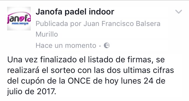 JanofaPadel's tweet photo. Sorteo promoción pistas. https://t.co/5iH2PLkBkI