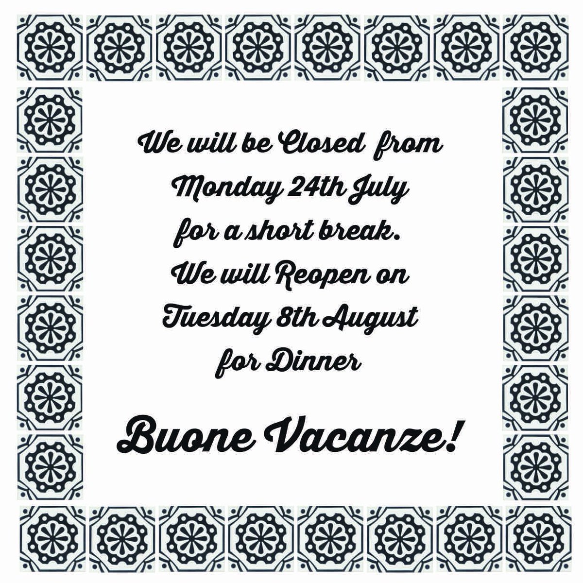BarbaraccaEat's tweet photo. Summer Closing Dates 2017 at Barbaracca https://t.co/dG5fHMPJ3s