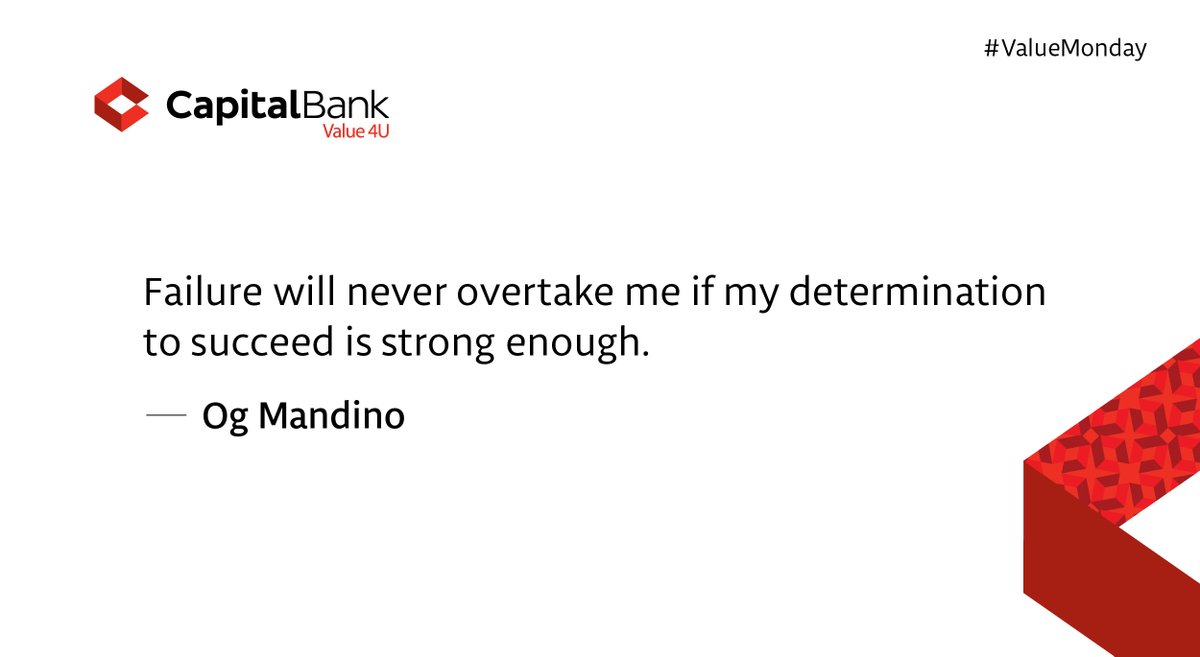 GCBBankPLC's tweet photo. #ValueMonday: “Failure will never overtake me if my determination to succeed is strong enough.” — Og Mandino https://t.co/Zqy7Fm6EEz