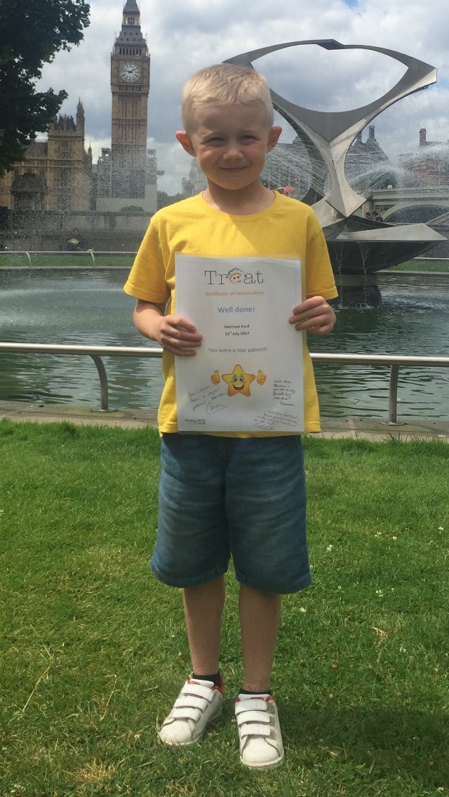 Our very first <a href="/TreatTrial/">TREAT Eczema Trial</a> patient completes the trial. Well done Harrison!