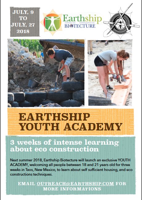 earthship_HQ's tweet photo. SURPRISE! We now have a youth Academy, launching in July 2018..@earthguardianz #GenerationRYSE @XiuhtezcatlM @bioneers @ORourkeCM @HtOO_Film https://t.co/nDmsFmmcam