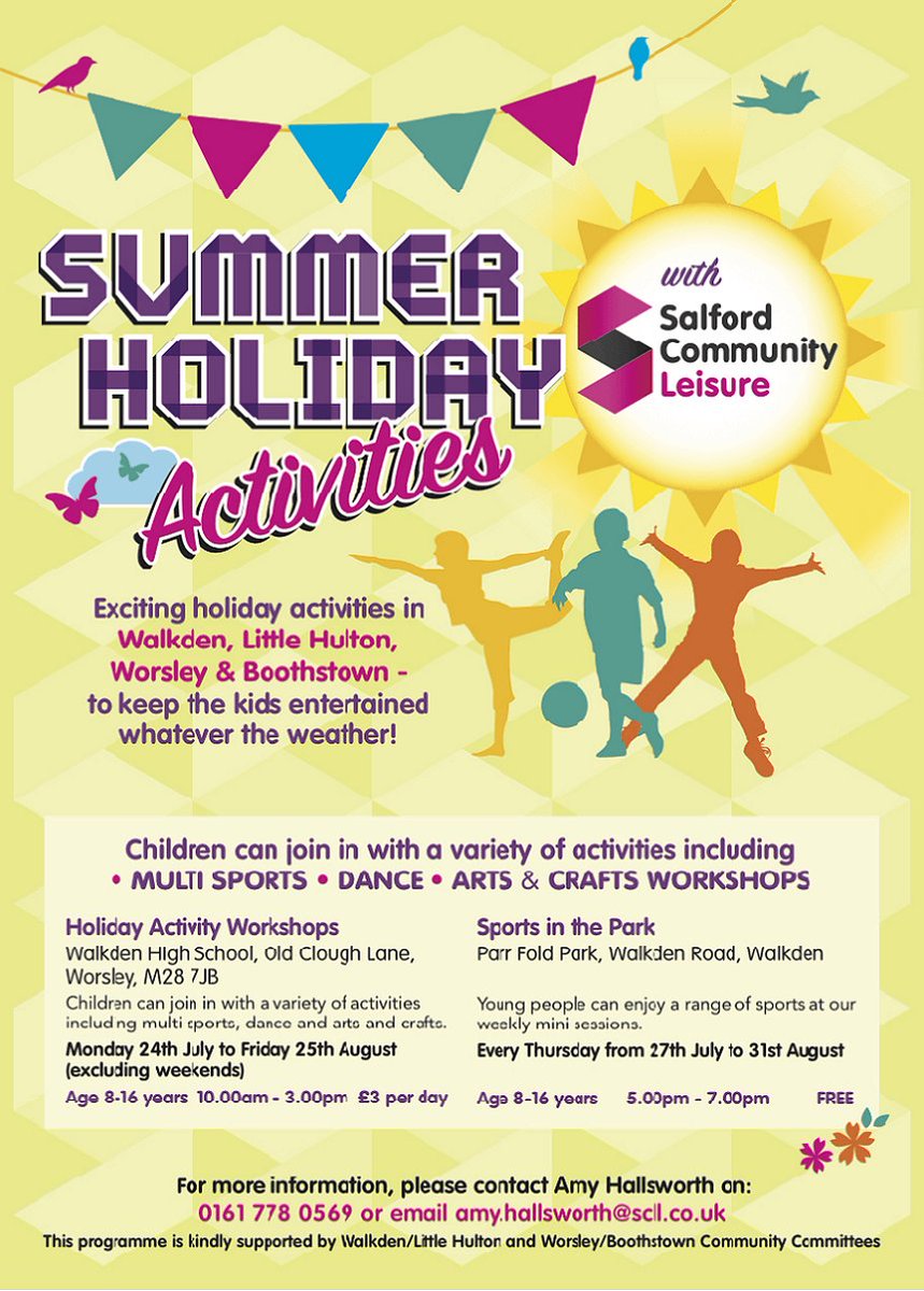salfordyouth1's tweet photo. Get down to #walkdenhigh today to do activities like arts&amp;crafts, multi sports&amp; dance £3 per day, mon-fri's 10 - 3pm @SalfordLeisure https://t.co/uGTBK2MzTw