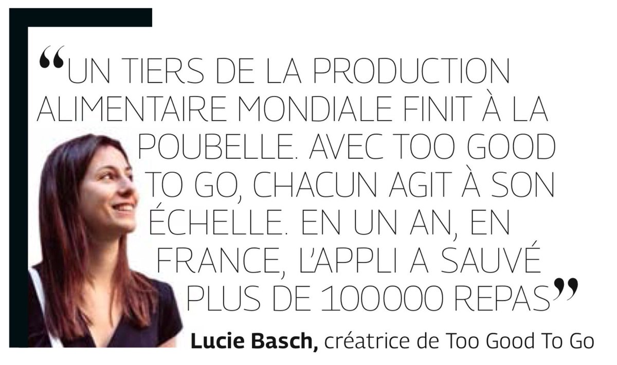 Laurent_Chance's tweet photo. "En un an, en France, #TooGoodToGo a sauvé 100 000 repas." (@LucieBasch, créatrice de @TooGoodToGo_Fr) (v/@grazia_fr) https://t.co/u65UK2rEmT