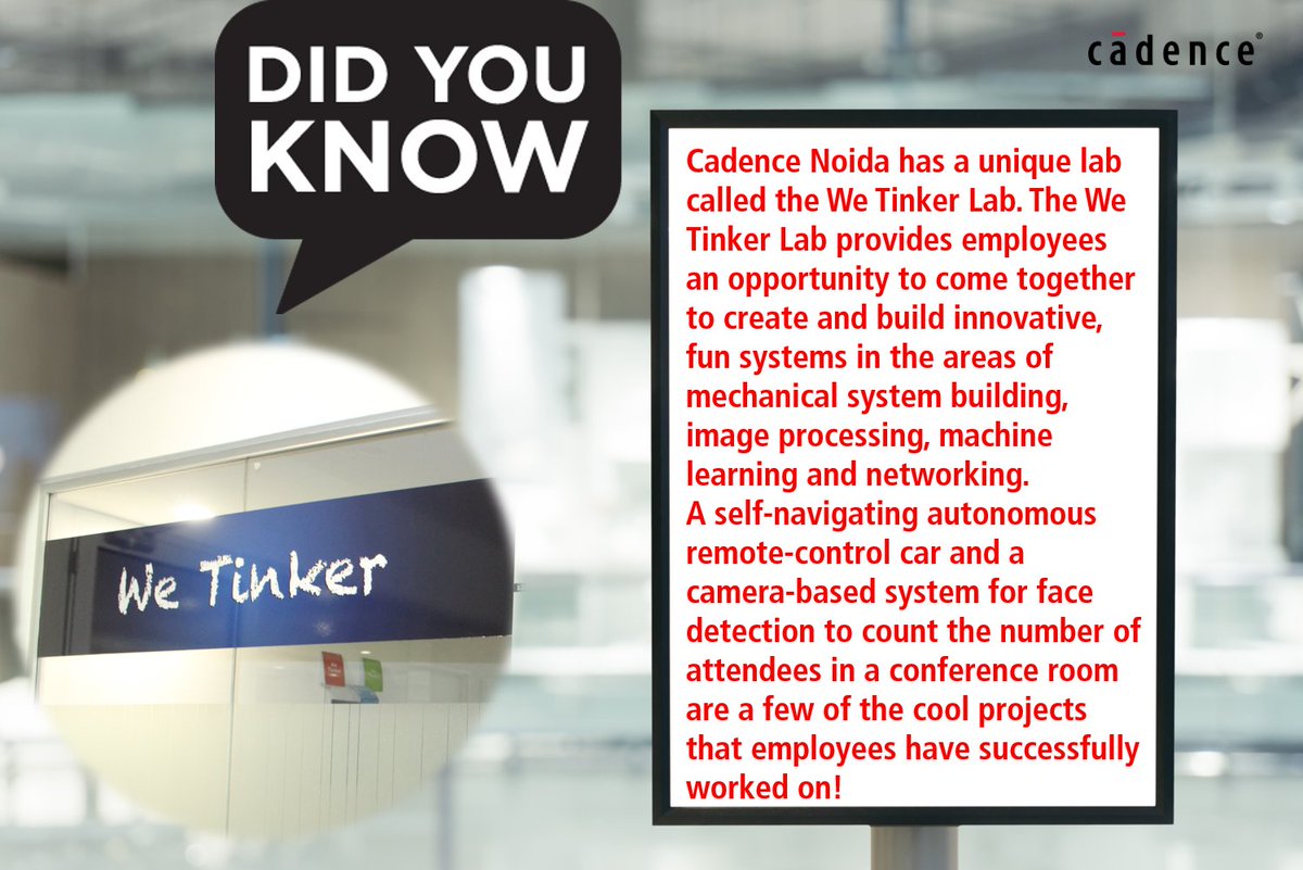 CadenceIndia's tweet photo. Have you heard about the unique - We Tinker Lab in Cadence, Noida? #networking #funworkspace https://t.co/8hUQA92jPy