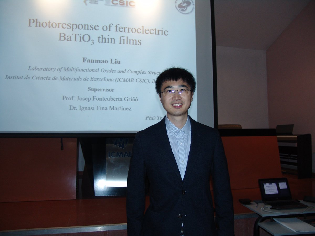 icmabCSIC's tweet photo. Today is the day for Fanmao Liu. Good luck with your Thesis Defense! #ICMABthesis https://t.co/kaqvY1zAfJ